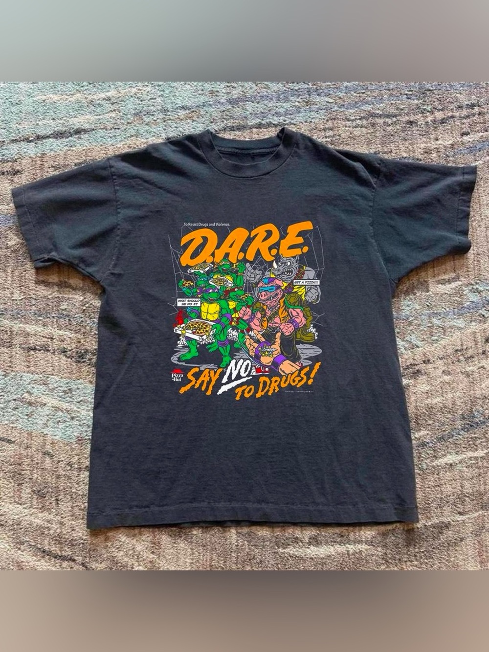 Gildan Black D.A.R.E. Short-Sleeve Tee with Orange & Green Graphic